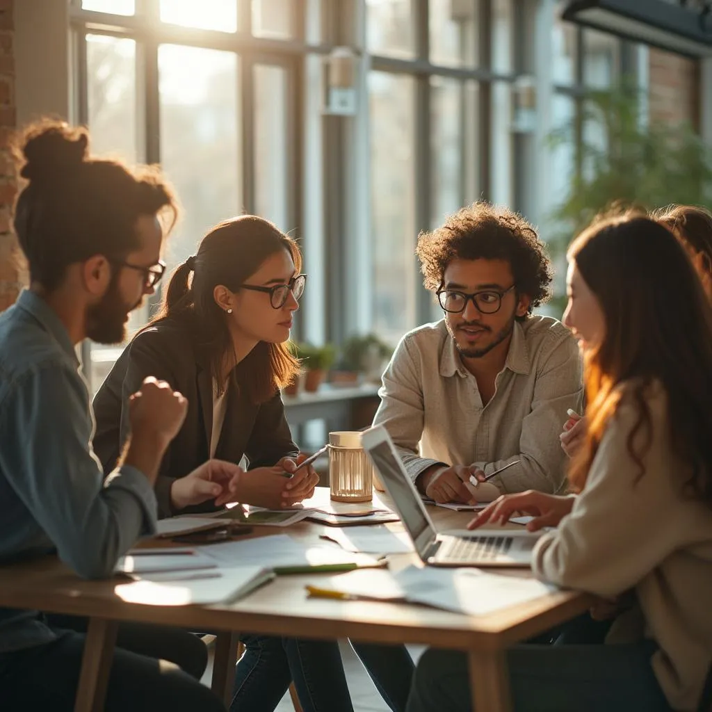 Entrepreneurs collaborating in a workshop